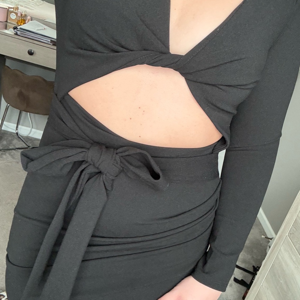 AKIRA Black Long Sleeve Cut-Out Dress